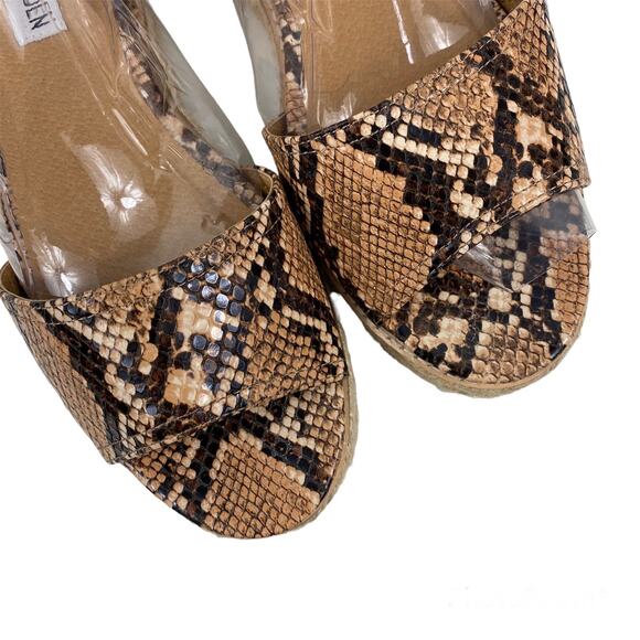Steve Madden Gabrie Sandals Wedge Espadrille Snake Print Open Toe Womens 8M - Picture 5 of 10